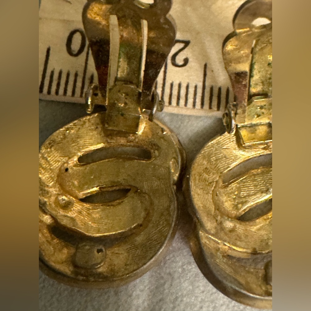 Ellen Degeneres Red Enamel Swirl Clip-On Earrings with Gold Accents - Picture 6 of 6